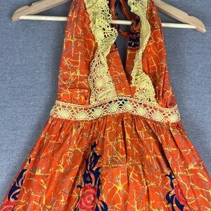 1960s True Vintage Hawaiian Dress Orange Floral One Size